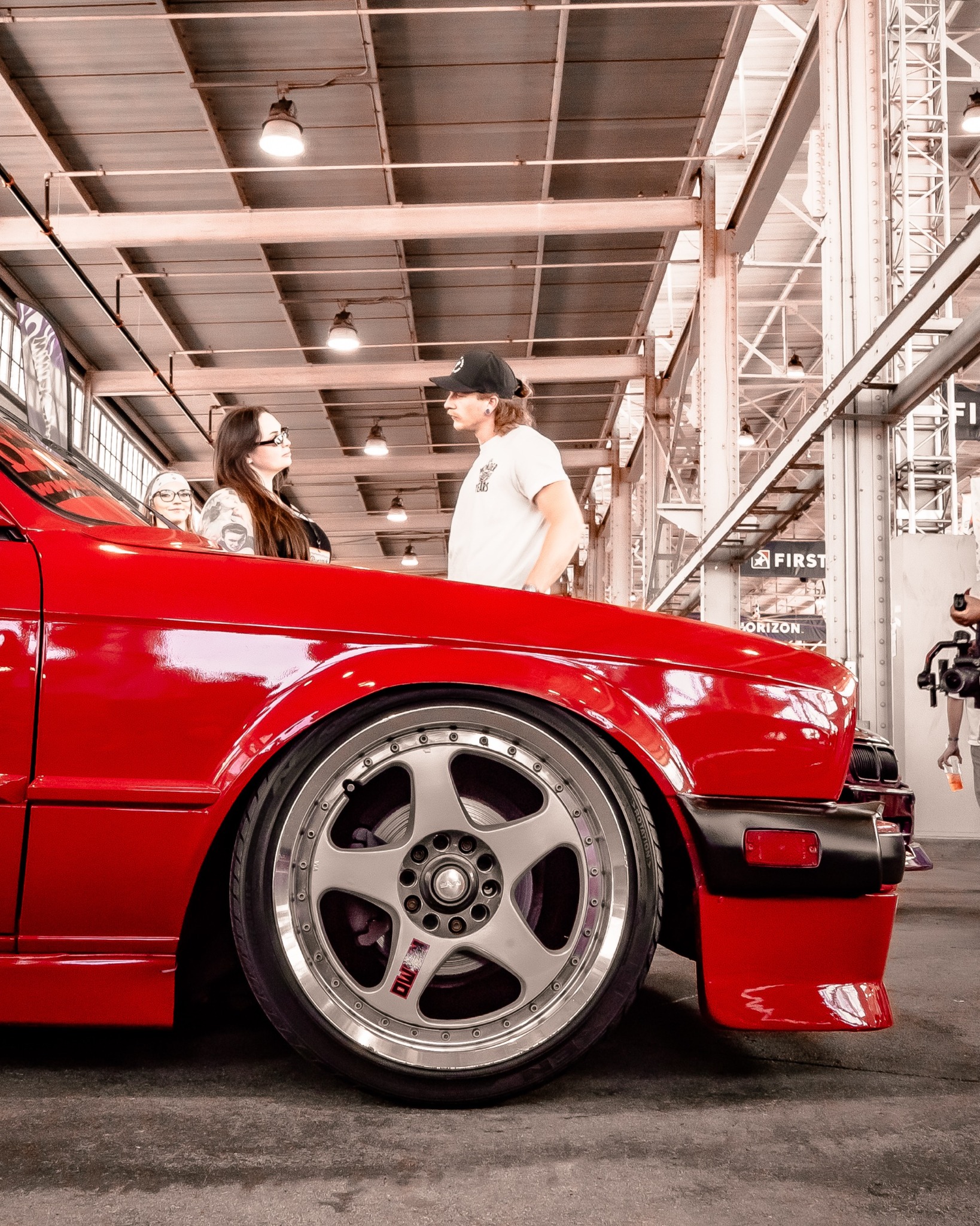 Red BMW wheel and fender detail